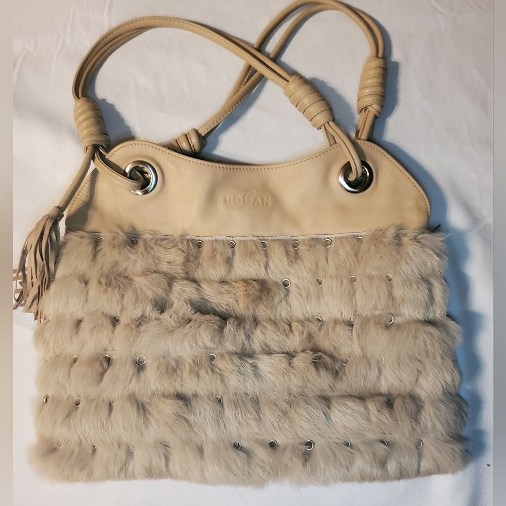 NWOT Hogan Lambskin, Suede and Rabbit Fur Bag